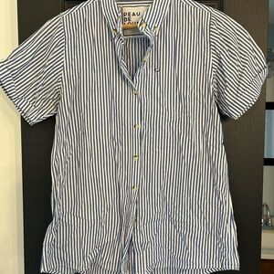Peau De Loup Blue and White Striped Men's Shirt